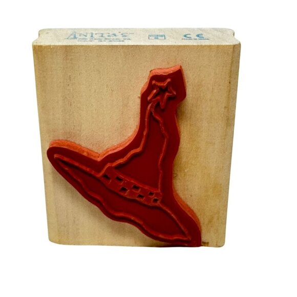 Whimsical Witch Hat Rubber Stamp Wood Mount By Anitas 3x3 Inches Halloween - Picture 3 of 7